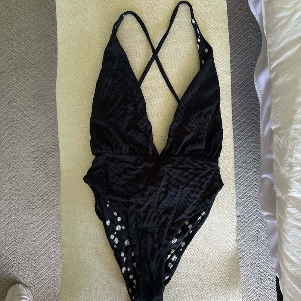 Maaji Black and White One Piece with Criss-Cross Back